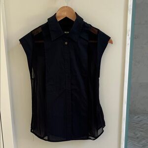 Maeve Black Sheer Panel Blouse